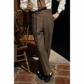 秋冬「枯木色法兰绒」全羊毛 意式 巴黎扣 UGENTLE男装 高腰西裤 男