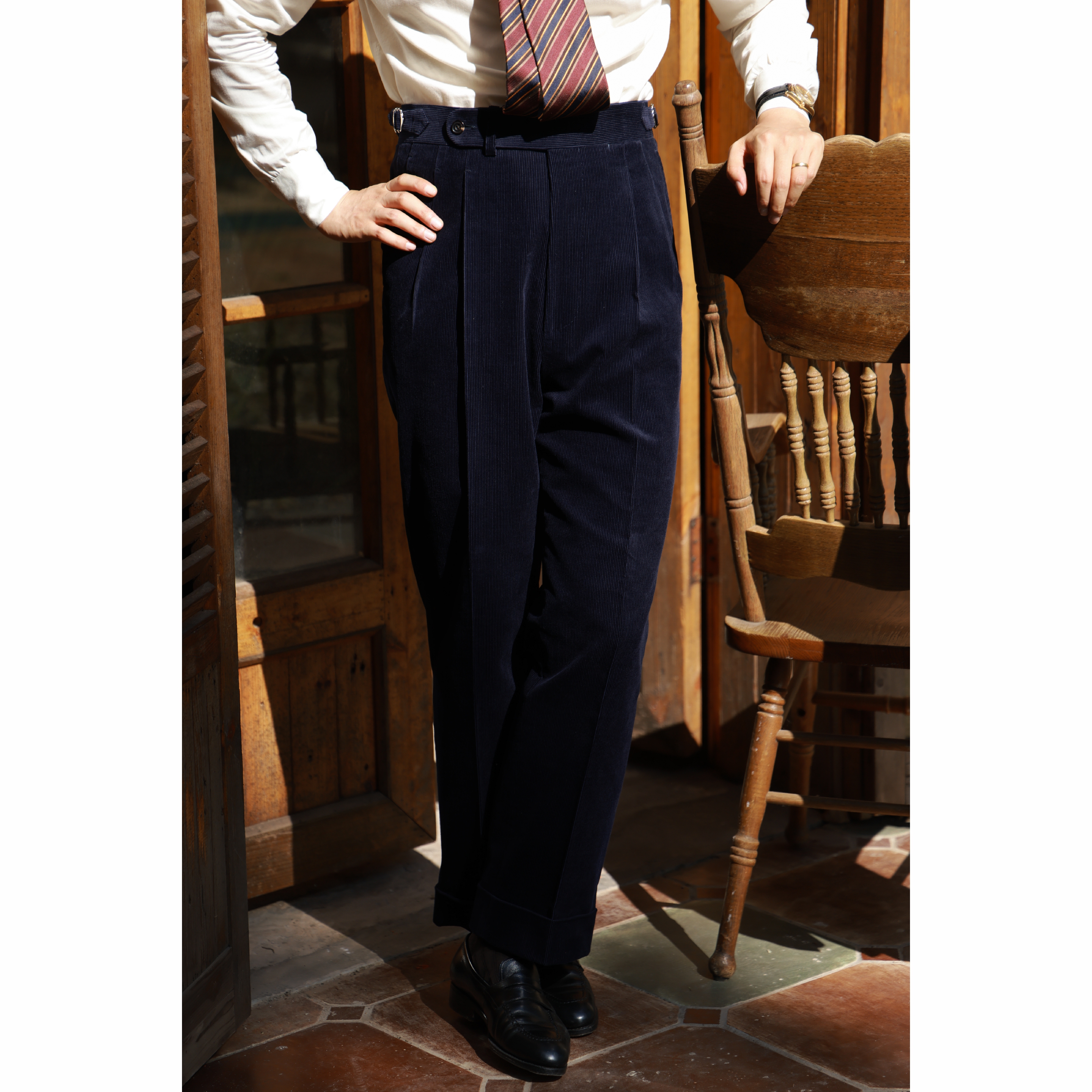 UGENTLE巴黎扣灯芯绒直筒西裤男