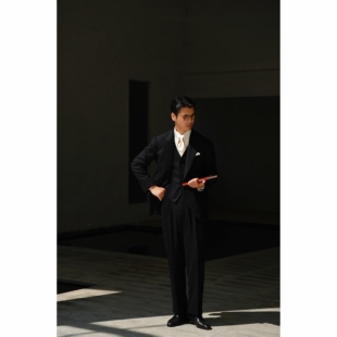 西服套装 UGENTLE男装 戗驳领 单排2扣1 高定半麻衬「魅影黑」意式