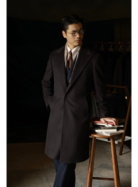 UG男装 半麻衬 纯羊毛「乌木棕」戗驳领 单排扣 改良款柴斯特大衣