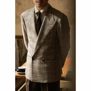 UG男装 英国MOON毛丝麻面料 全麻衬「南意往事」意式双排2扣1西服