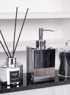 样板房卫生间摆件装饰品香薰托盘现代轻奢卫浴套装水晶洗手液空瓶
