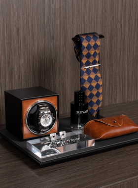 玄关托盘摆件套装男士手表胡桃木摇表器领带袖扣托盘样板间衣帽间