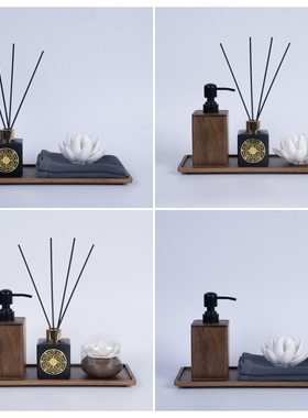 卫生间摆件样板房软装饰品洗衣房浴室柜洗手台香薰新中式卫浴套装