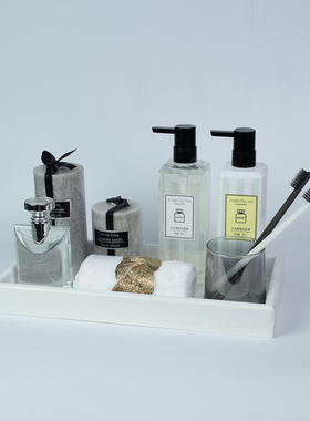 样板房卫生间软装饰品托盘摆件组合展厅飘窗浴缸香薰蜡烛瓶子套装