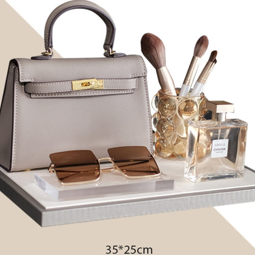 【优雅香槟色系托盘组合】女士样板房衣帽间手提包卧室摆件套装