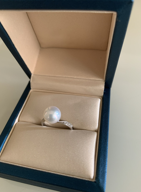 全新真科研南洋澳白极光凤凰珍珠镶钻石戒指【不退不换】