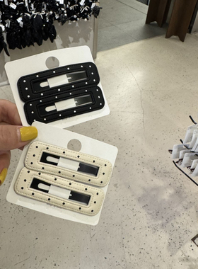 6.22韩国东大门baket日韩黑白波点皮质发夹方形缕空BB夹刘海夹F4