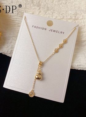 中国风时尚简约福字葫芦流苏项链女小众轻奢独特设计感锁骨链批发