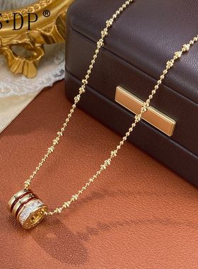 法式精致时尚百搭镶钻红色小蛮腰项链个性轻奢复古简约设计感颈链