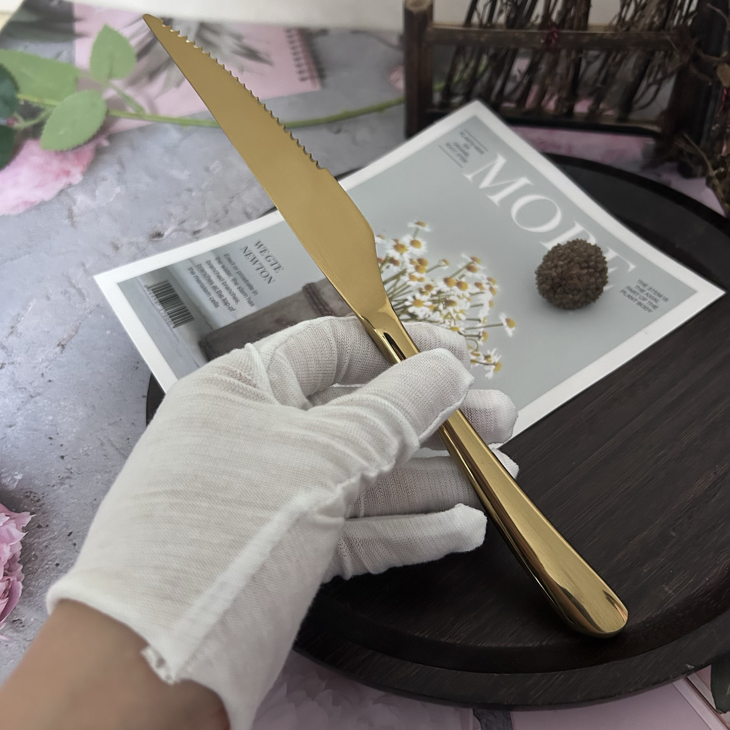金色出法国不锈钢高端牛排刀水果刀甜品刀蛋糕刀西餐刀家用切肉刀