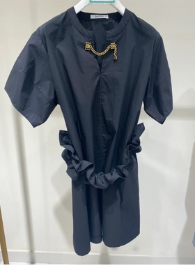 2E3O427折DAZZLED素国内正品代购2022秋黑色连衣裙吊牌1699