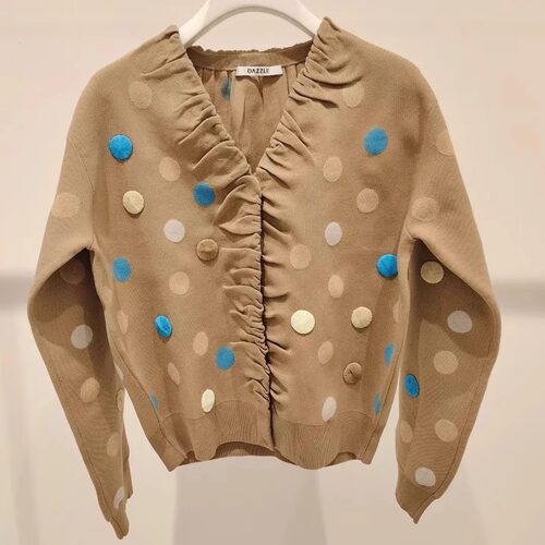 2H1E533折DAZZLED素国内正品代购2023秋波点针织外套吊牌1899