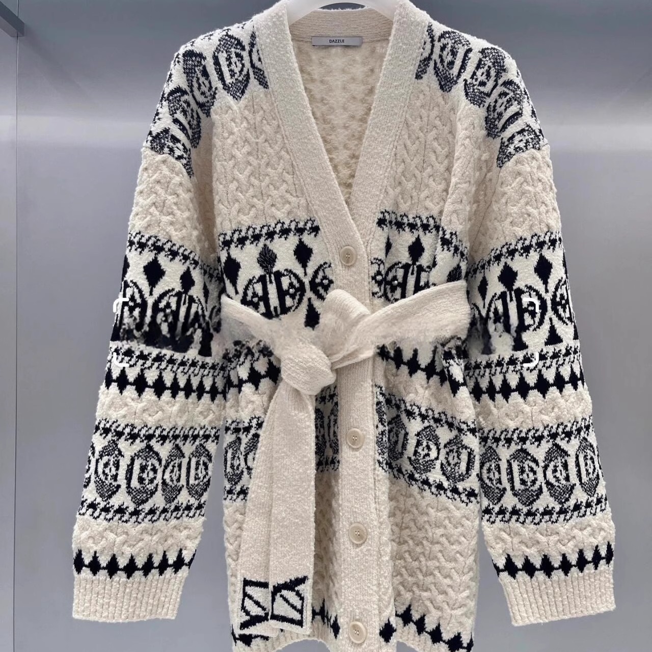2H4E554折DAZZLE地素国内正品代购2023冬针织长袖开衫吊牌2899