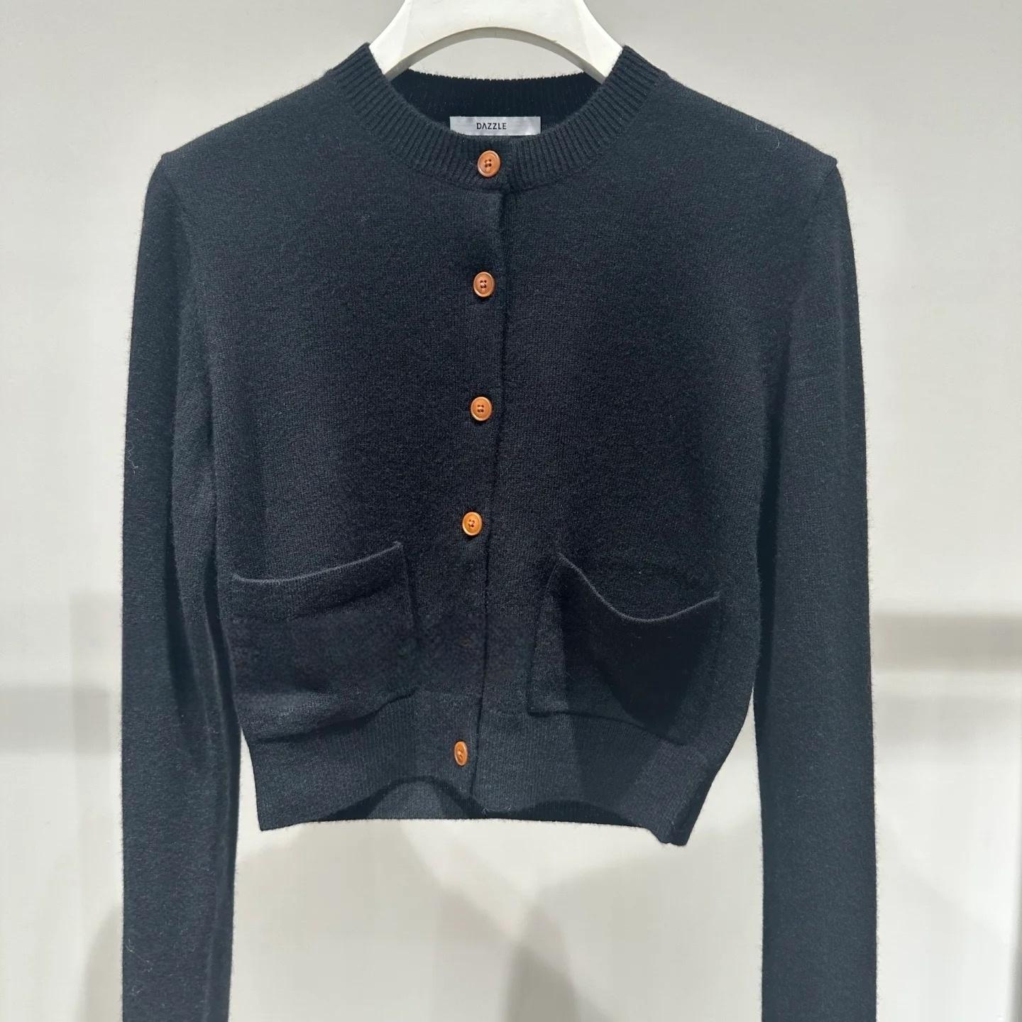 2H4E528折DAZZLE地素国内正品代购2023冬羊绒针织开衫吊牌1899