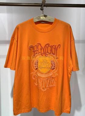 2H3B312折DAZZLED素国内正品代购2023秋橙色绣花短袖T恤吊牌1199
