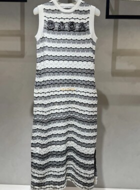 2I2E612折DAZZLED素国内正品代购2024夏重工条纹连衣裙吊牌2199