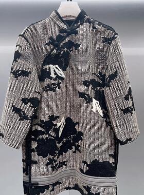 2H4O506折DAZZLED素国内正品代购2023冬黑色旗袍连衣裙吊牌3299