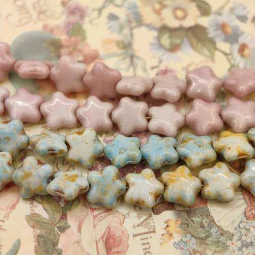 进口捷克8x8mm油画风毕加索星星手作项链手链DIY串珠饰品配饰