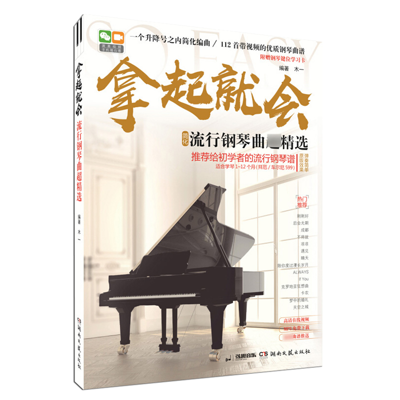 拿起就会简化流行钢琴曲超精选推荐给初学者的流行钢琴谱 112首带视频的优质钢琴曲谱 湖南文艺出版社