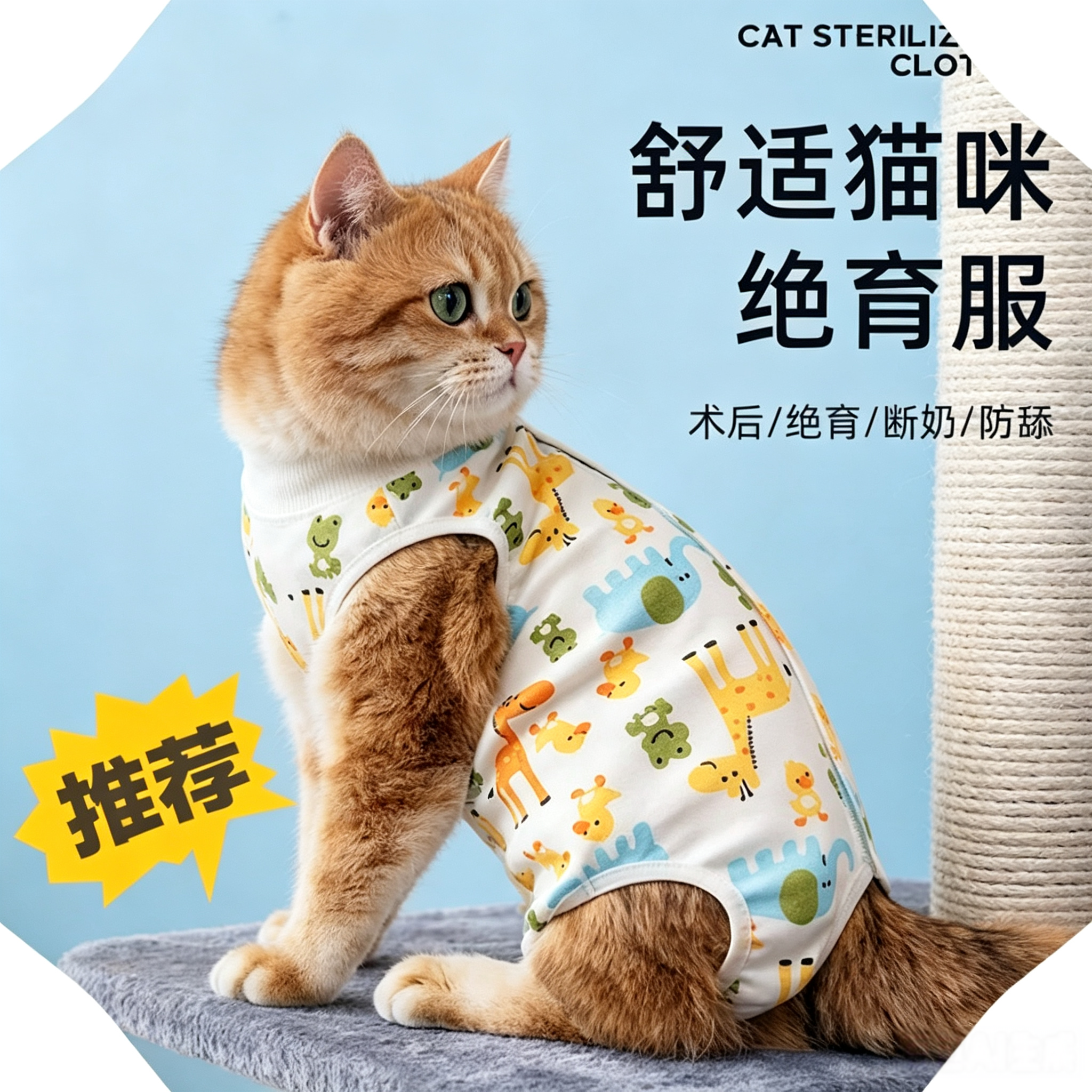 猫咪再也不舔伤口好穿防挣脱薄款透气绝育服术后断奶防舔生理裤