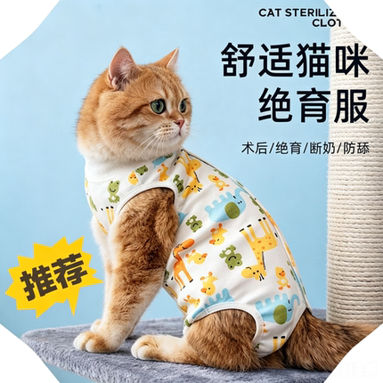 猫咪衣服薄款透气布偶暹罗母猫绝育服手术断奶防舔宠物生理卫生裤