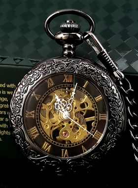 怀表复古机械全自动发条男款学生翻盖中古可放照片定制女夜光老式