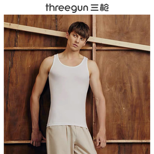 三枪男士背心新疆棉纯棉罗纹工字弹力青年修身跨栏运动背心 30603