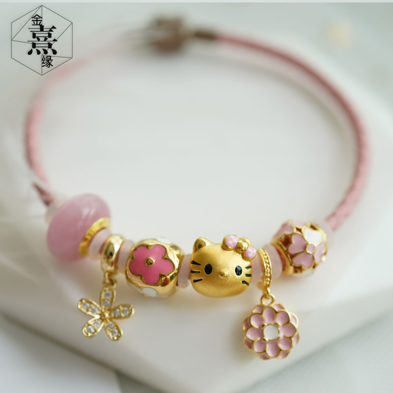 高品质粉色kitty猫3ddiy宝宝硬金