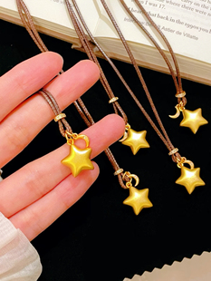 黄金色许愿折纸星星项链女小众设计款锁骨链2025新款送女友闺蜜礼