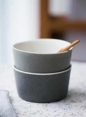 日本陶艺作家手作 素色简约粗陶餐碗 饭碗 面碗 小峰英利作品