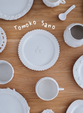 【月器】日本陶艺家 佐野智子 花形粗陶繁花 郁金香 兔子 飞鸟盘