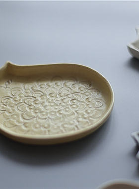 日本陶艺作家手作 素朴淡雅粗陶餐盘 甜点盘 面盘 沙拉盘