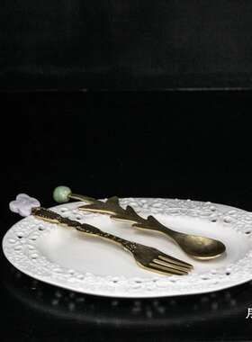 【月器】日本金工作家 itto 复古宝石黄铜餐具 叉子 勺子 刀 黄油