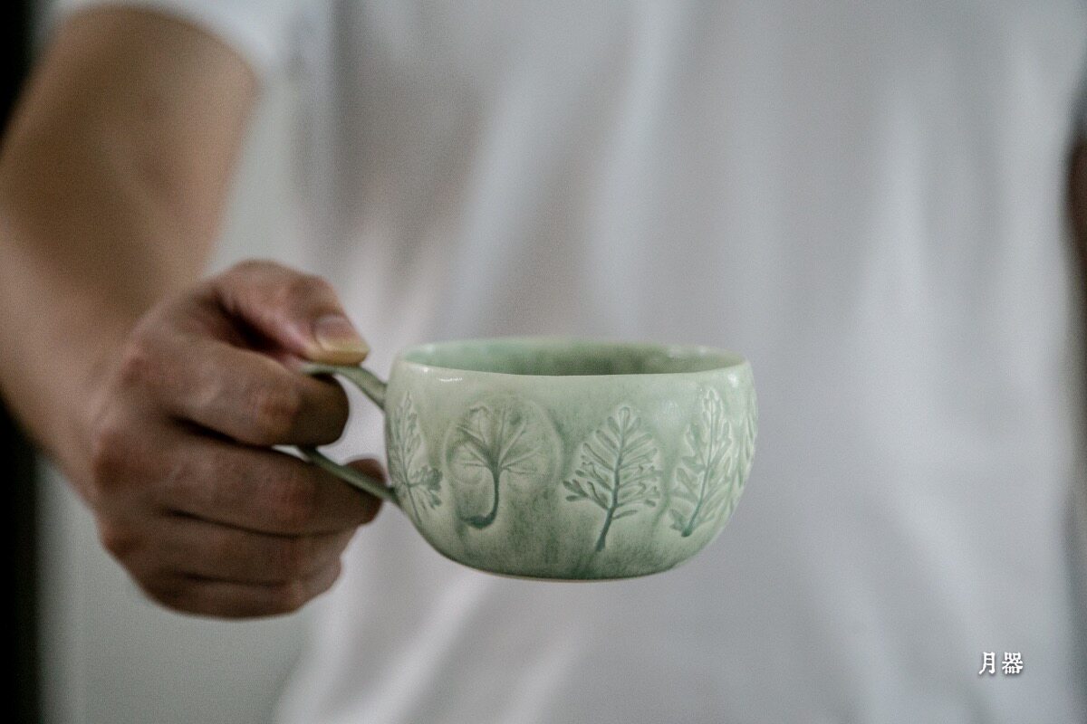 【月器】日本陶艺家角井理爱手作植物图鉴蕾丝复古咖啡杯杯子茶杯