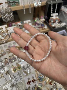 天然淡水珍珠弹力绳朱砂手串