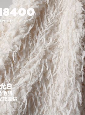 无光白 吊坠毛羽 肌理厚绒大衣夹克箱包毛绒布料设计师面料M8400
