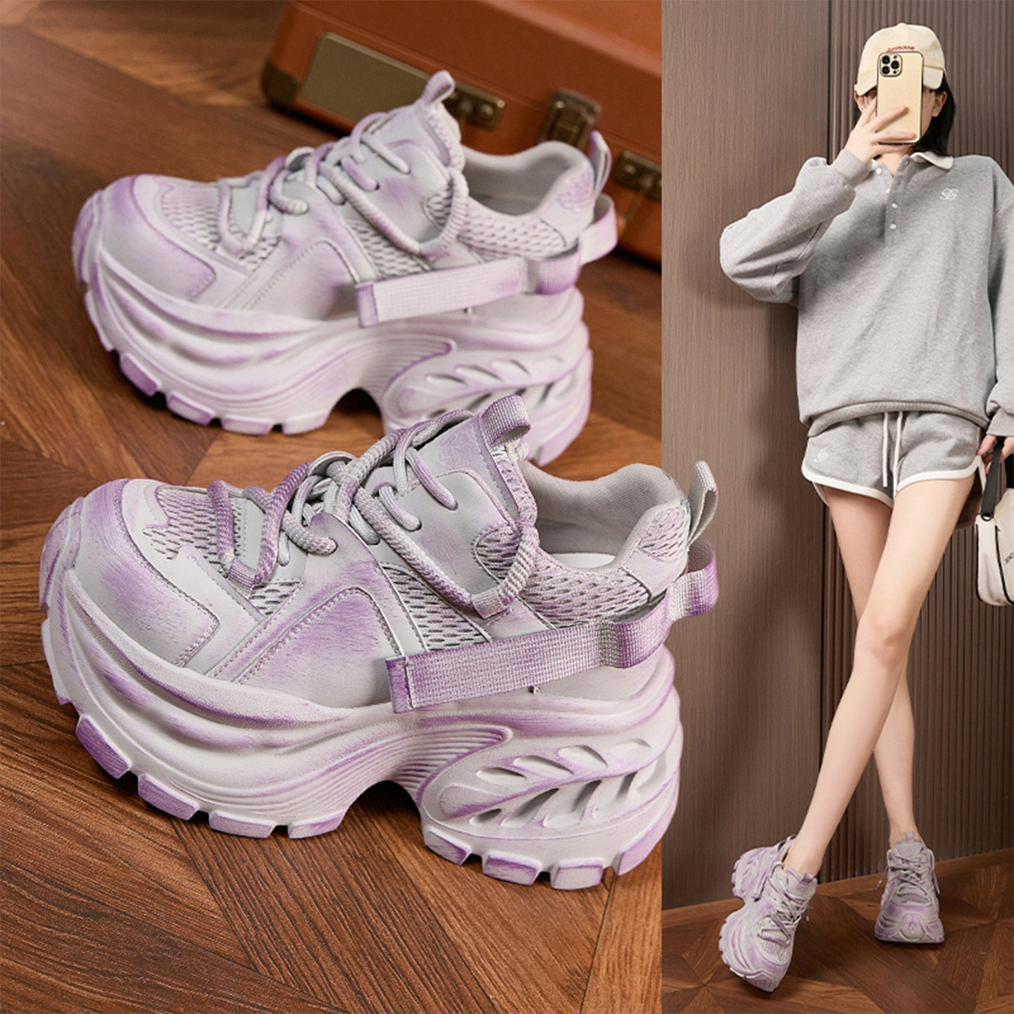 小个子增高老爹鞋女春秋2026百搭小个子运动松糕鞋厚底10cm单鞋潮,女鞋,时尚休闲鞋,淘宝优惠券,粉丝福利购,淘宝优惠卷