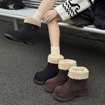 厚底增高保暖勃肯女鞋加绒