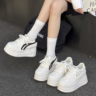9cm休闲鞋 厚底系带小白鞋 时尚 单鞋 子 2026春季 小个子内增高鞋 新款