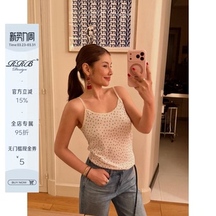 花边碎花简约百搭显瘦吊带背心休闲无袖 修身 上衣 Design RRB