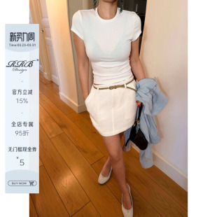 百搭显瘦圆领纯色短袖 「瘦瘦T」修身 T恤休闲打底上衣 Design RRB