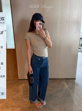 RRB Design【轻松T】薄款圆领短袖内搭T恤女修身显瘦微弹打底上衣