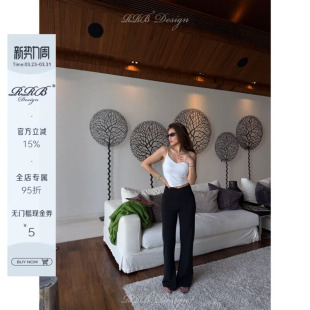 简约垂感休闲裤 RRB 显瘦V腰头高弹纯色微喇裤 修身 Design