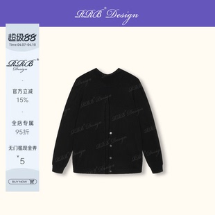 RRB 100%羊毛宽松显瘦圆领后开衩长袖 针织衫 慵懒百搭上衣 Design