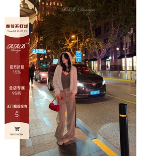 RRB Design 莱赛尔棉混纺工艺洗水时尚气质磨边阔腿牛仔裤