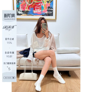 显瘦圆领单口袋套头长袖 修身 T恤简约休闲百搭上衣 Design RRB