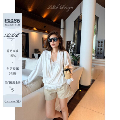 RRB Design 100%棉宽松显瘦纯色简约短裤百搭阔腿裤气质休闲裤