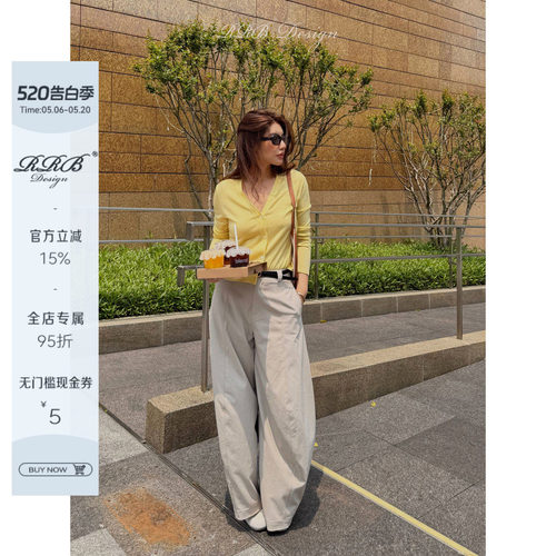 轻薄透气阔腿镰刀裤女