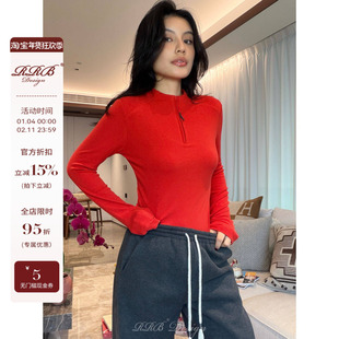 RRB Design 秋冬修身小立领拉链休闲运动长袖百搭T恤上衣